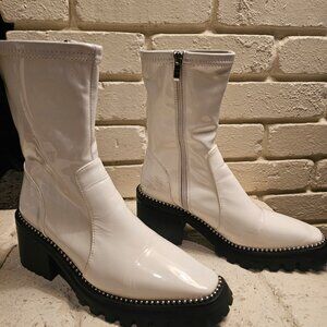 White Patent Booties